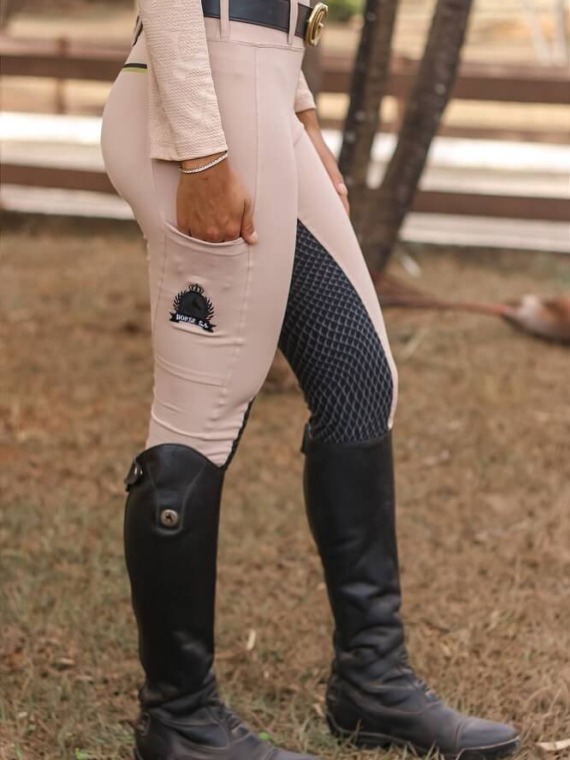 Culote Hipismo Prova Areia e Preto Legging Horse SA