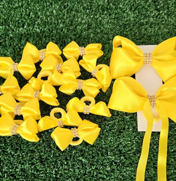 Kit de Mini Lacinhos + Kit de Rabo e Cabelo em Cetim - Amarelo