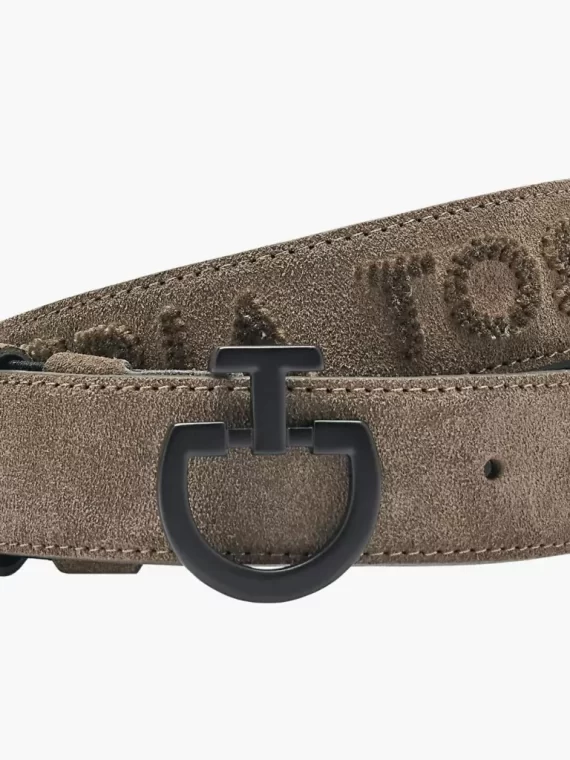 Women's Suede Belt With Tufted Ct Logo